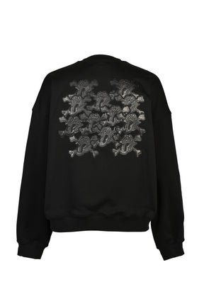 GRILL & TAN & BONE PATCH CREW SWEAT / BLK