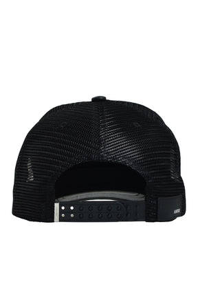 LEATHER MA TRUCKER HAT / BLK