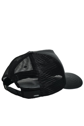 LEATHER MA TRUCKER HAT / BLK