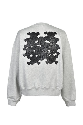 GRILL & TAN & BONE PATCH CREW SWEAT / GRY