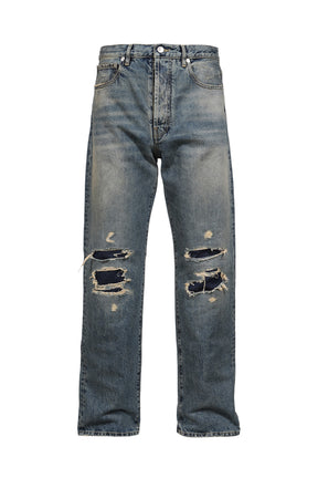 DISTRESSED DENIM TROUSERS / SUPER USED