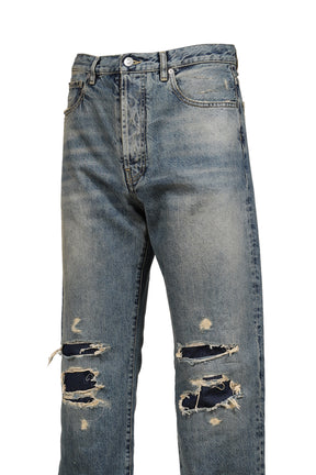 DISTRESSED DENIM TROUSERS / SUPER USED