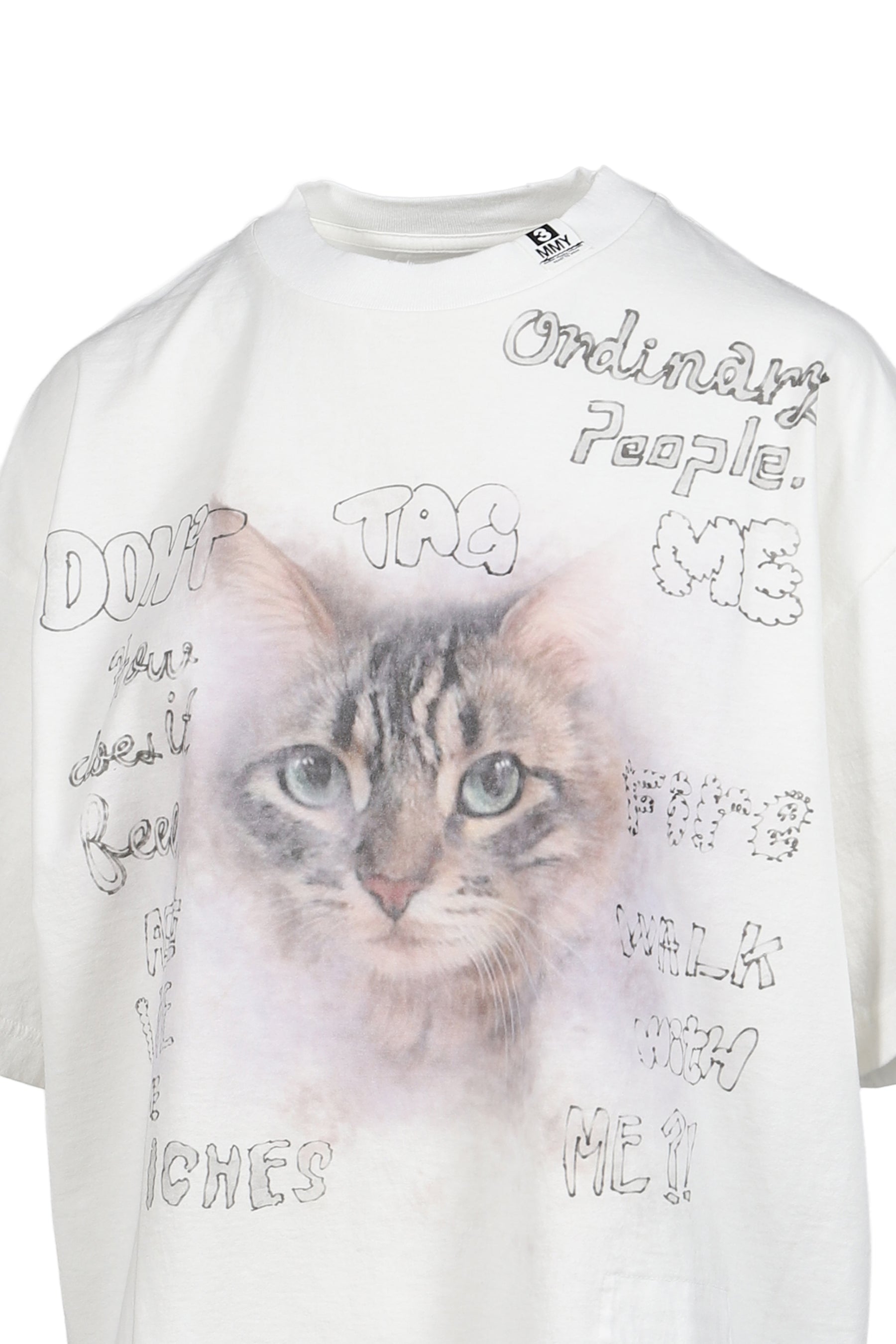 CAT PRINTED TEE / WHT