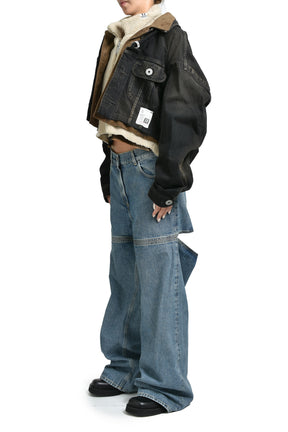 TRIPLE LAYERED DENIM JACKET / BLK