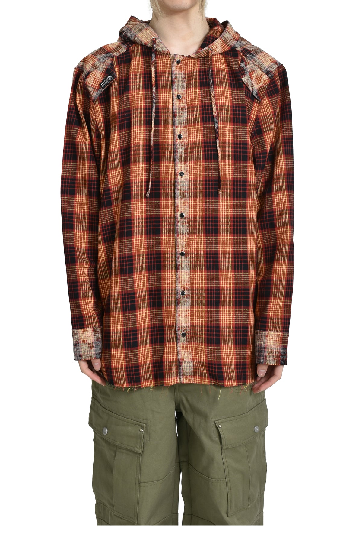 MAHA CHECK HOODIE SHIRT / RED