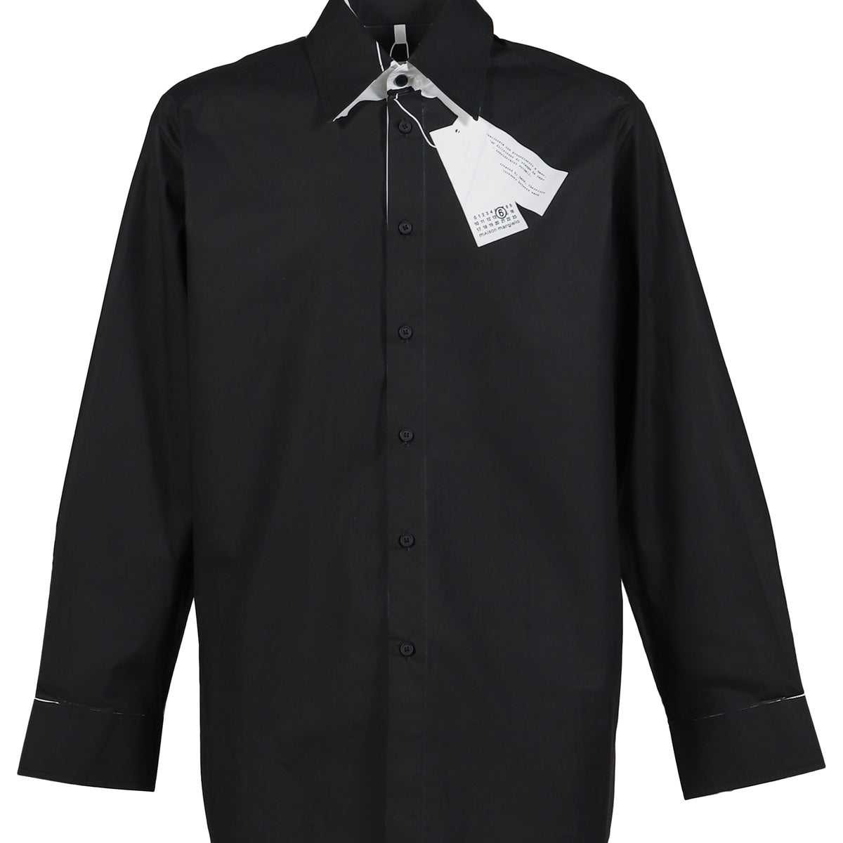 Maison Martin Margielaのネクタイ付きブラック長袖シャツ MM6 Maison Margiela FW25 Long-Sleeved Shirt / Black White - Nubian