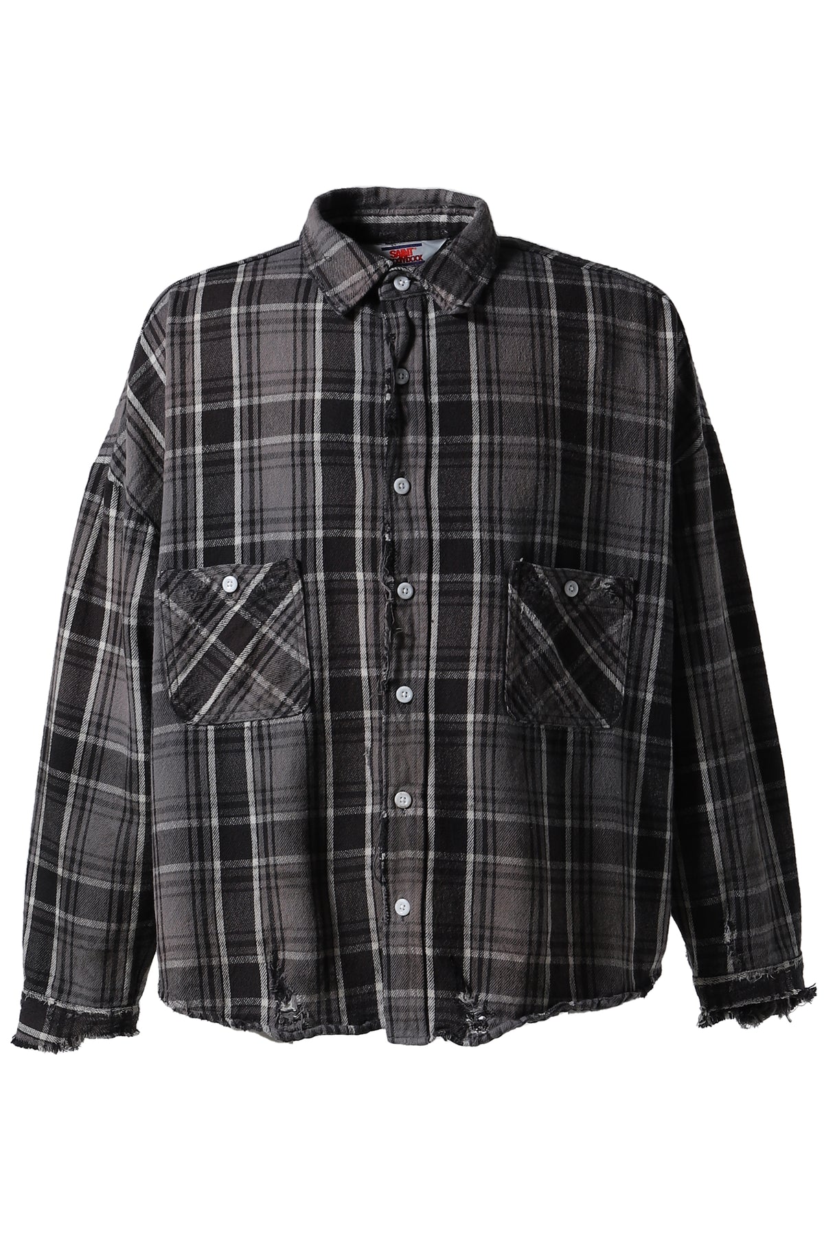 FRANNEL SHIRT+GRAY / BK GRY