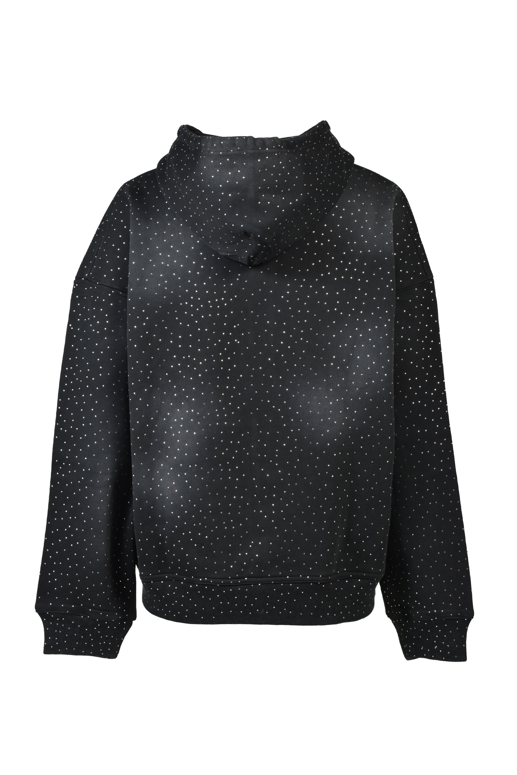 BREATH SCRIPT LOGO FADE RHINESTONE ZIP UP HOODIE / BLK