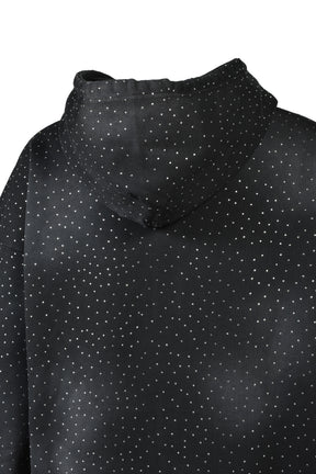 BREATH SCRIPT LOGO FADE RHINESTONE ZIP UP HOODIE / BLK