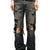 DISTRESSED SLIM BOOTCUT JEANS / BLK