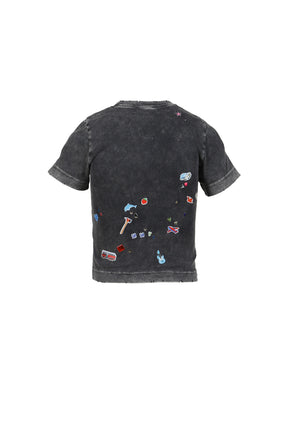BLEACHED KIDS STICKER MINI TEE / BLK