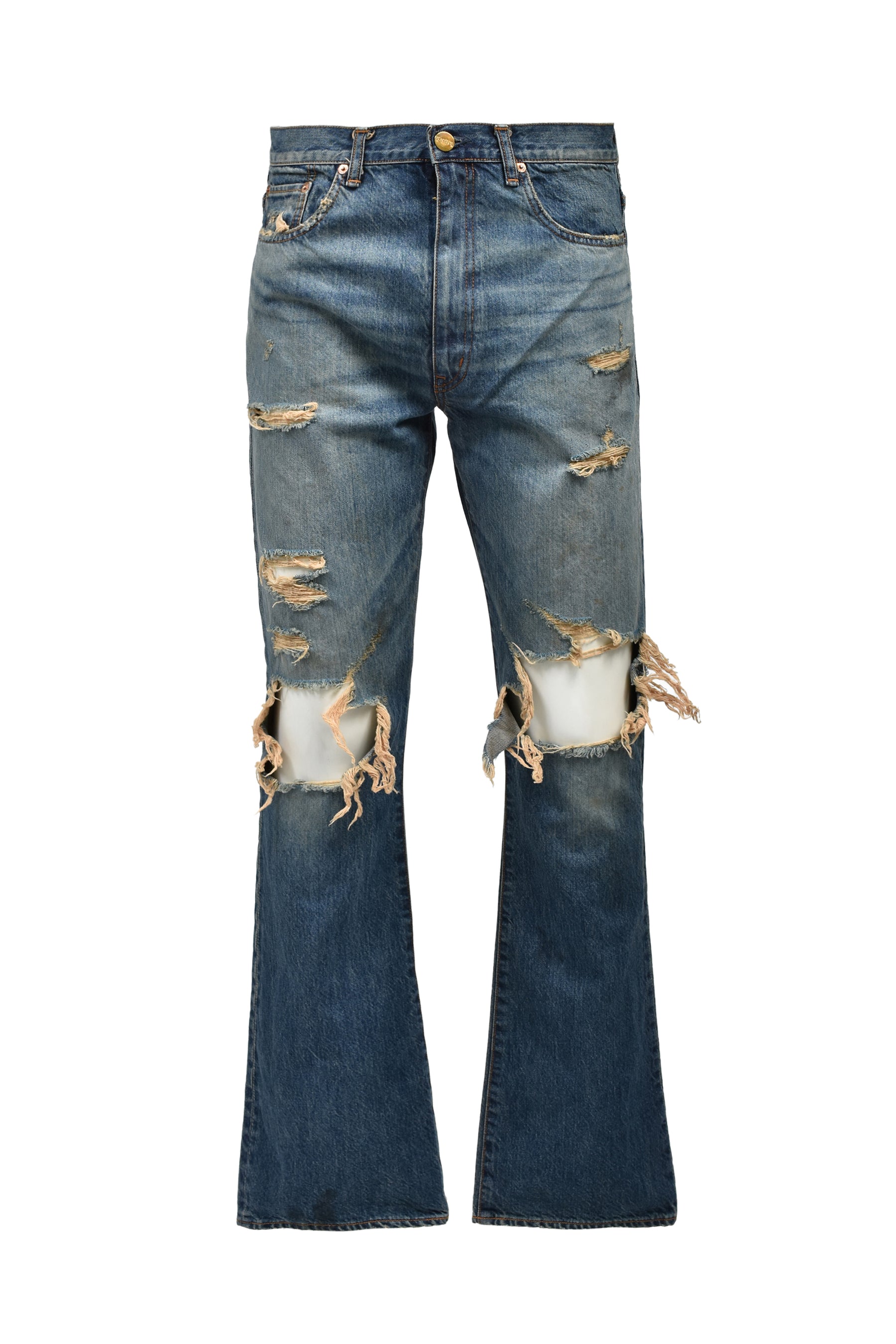 KAMIYA カミヤ SS26 DISTRESSED SLIM BOOTCUT JEANS / IND - NUBIAN