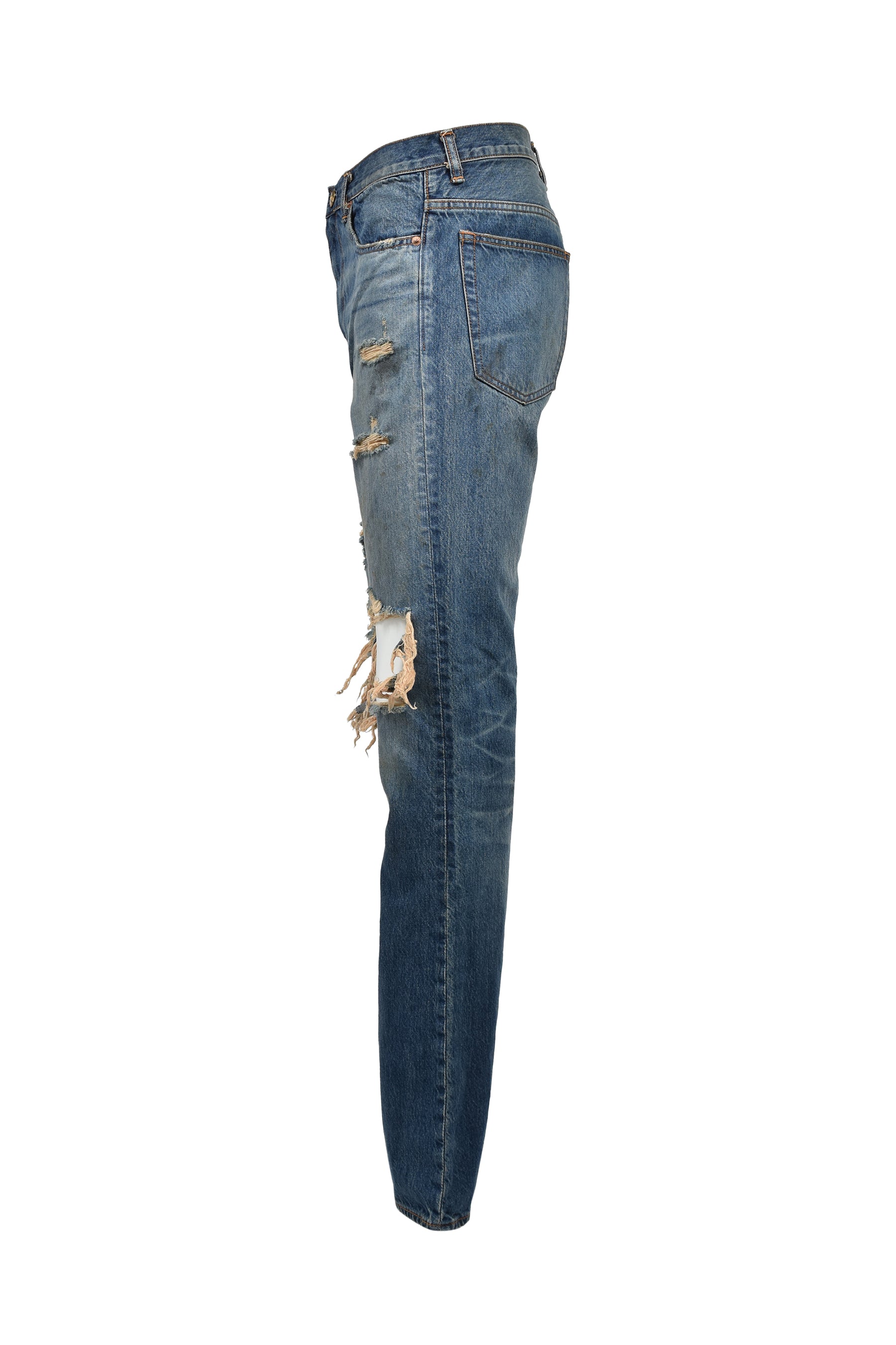 KAMIYA カミヤ SS26 DISTRESSED SLIM BOOTCUT JEANS / IND - NUBIAN