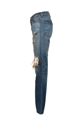DISTRESSED SLIM BOOTCUT JEANS / IND