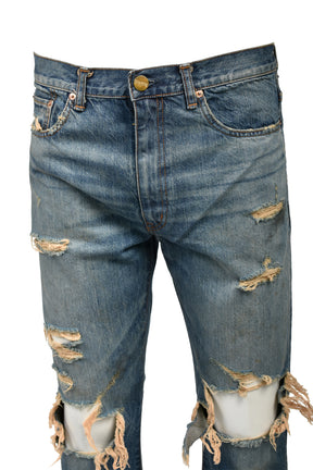 DISTRESSED SLIM BOOTCUT JEANS / IND