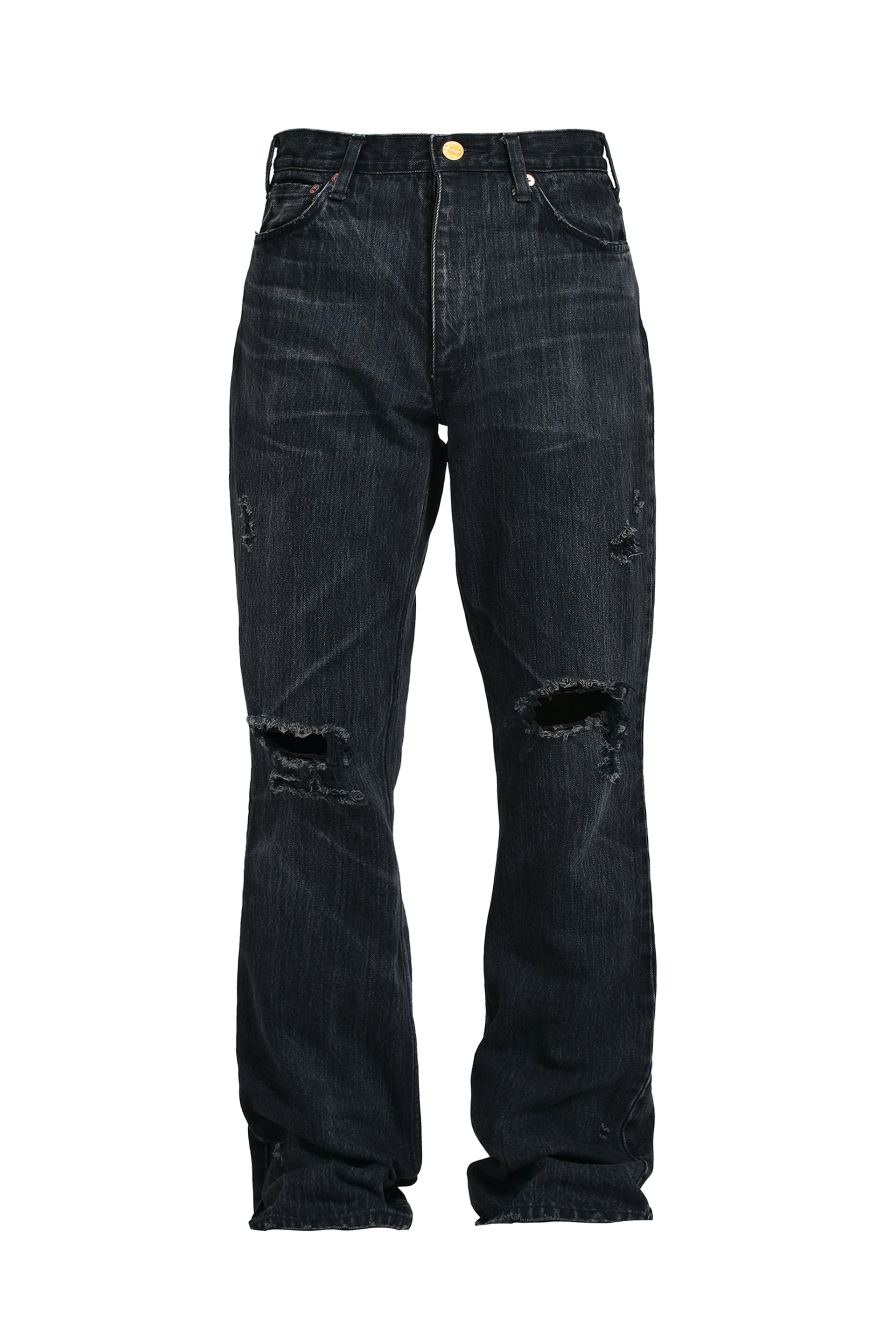 KAMIYA カミヤ SS25 DENIM FLARE PANTS / BLK - NUBIAN