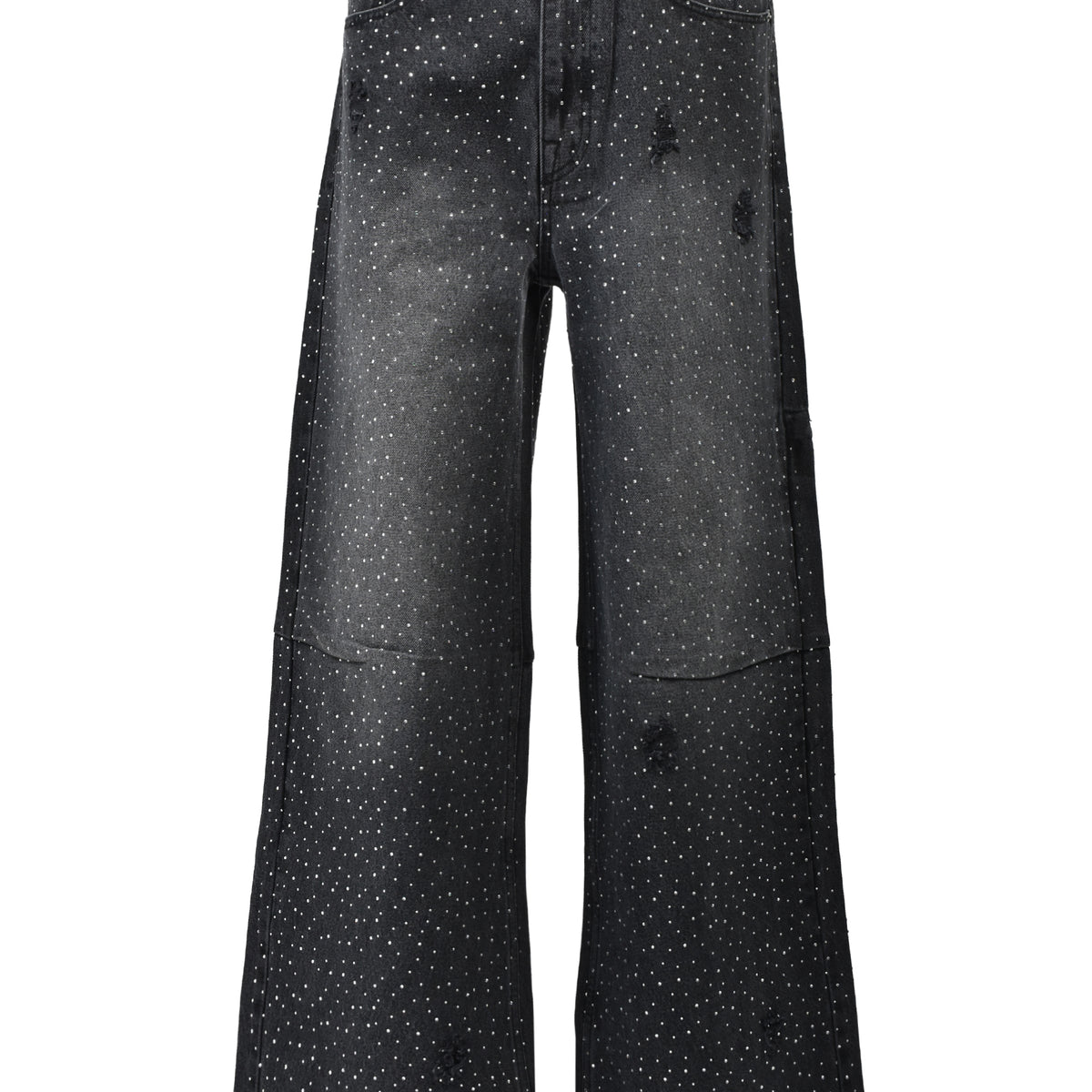 BREATH ブレス SS26 SCRIPT LOGO FADE RHINESTONE DENIM PANTS / BLK