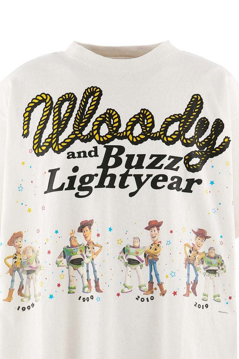 PIXAR_SS T-SHIRT/WOODY&BUZZ / WHT