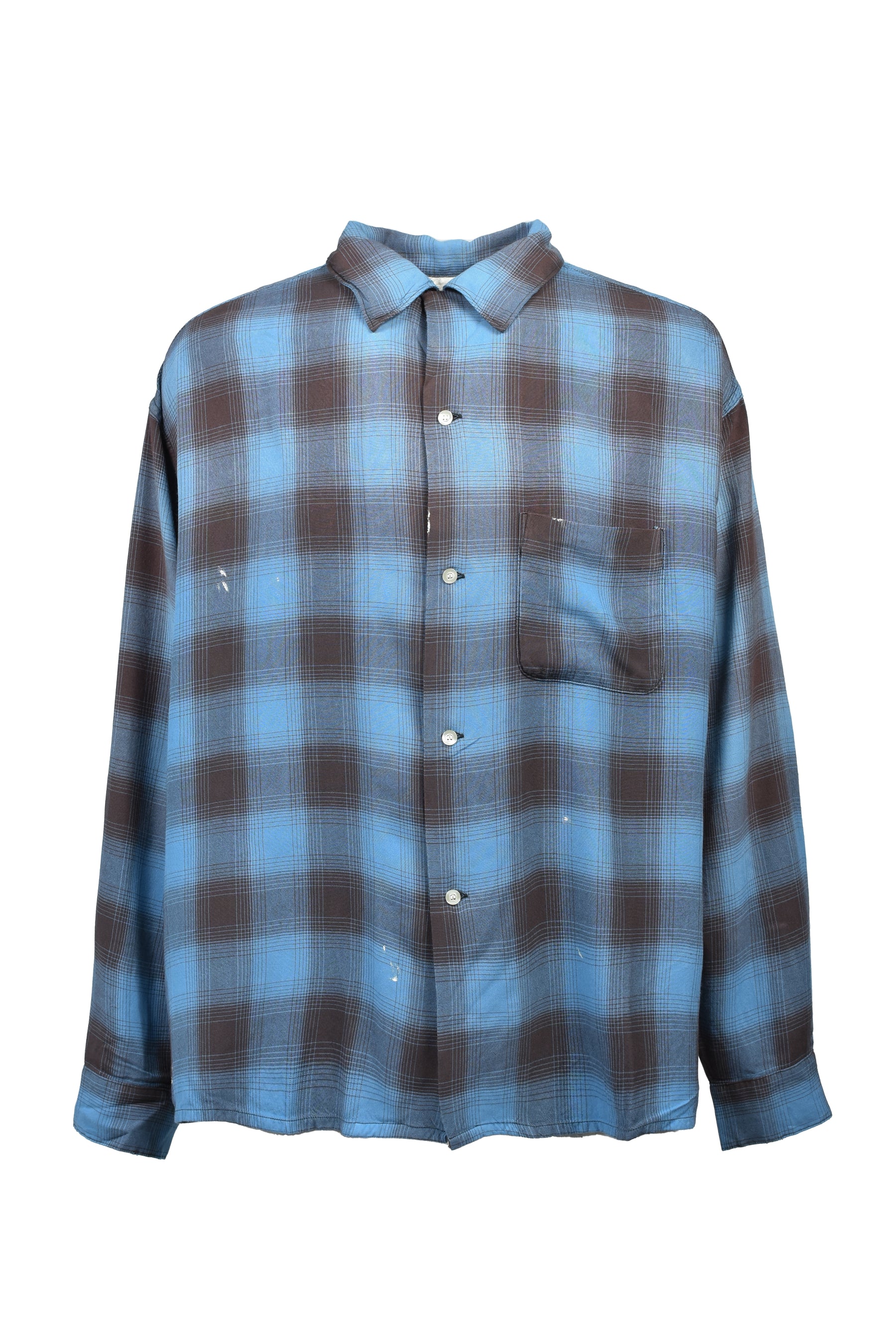 SAINT Mxxxxxx SAINT MICHAEL SS26 RAYON SHIRT/CHECK / BLU - NUBIAN