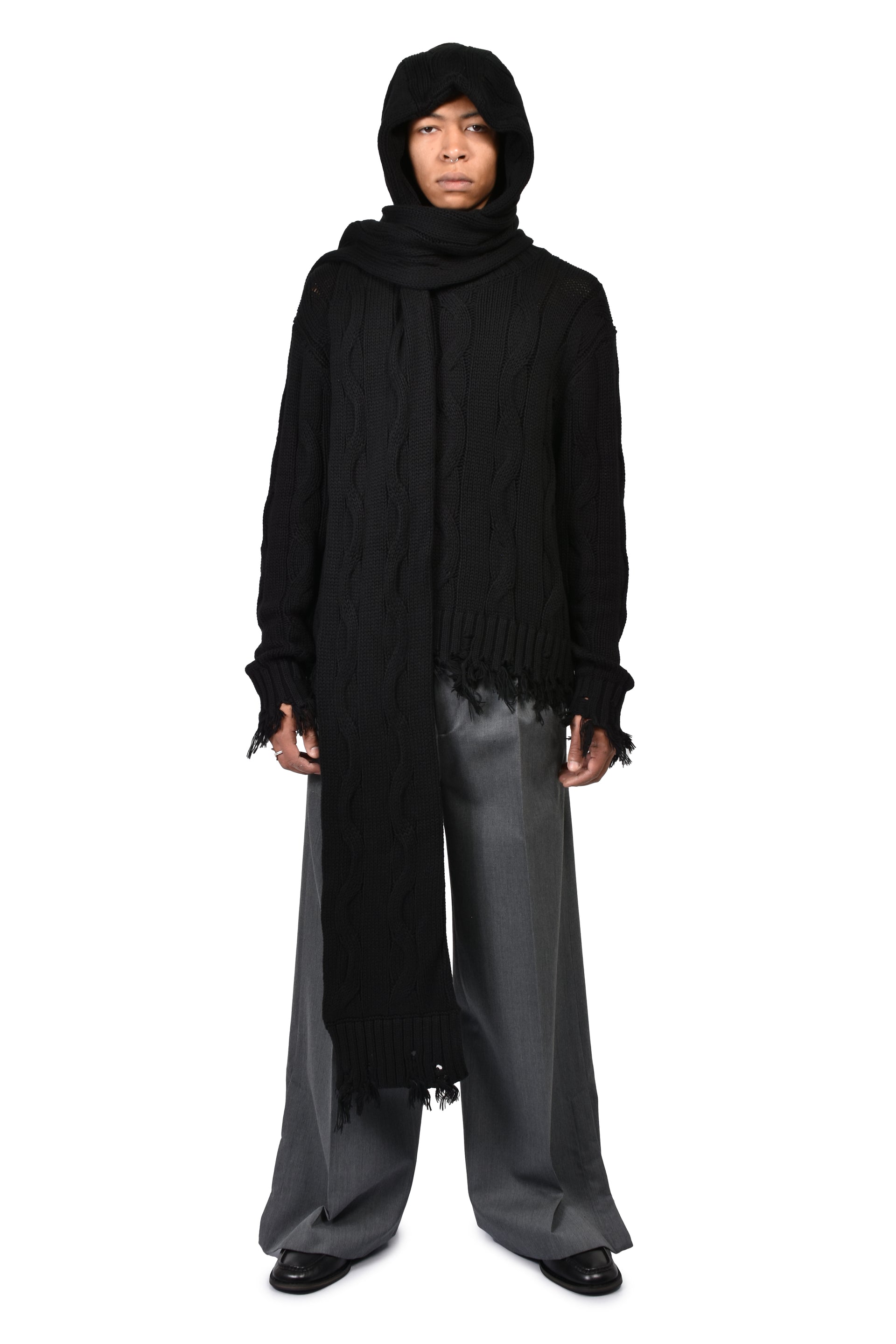 HOODED SCARF / BLK