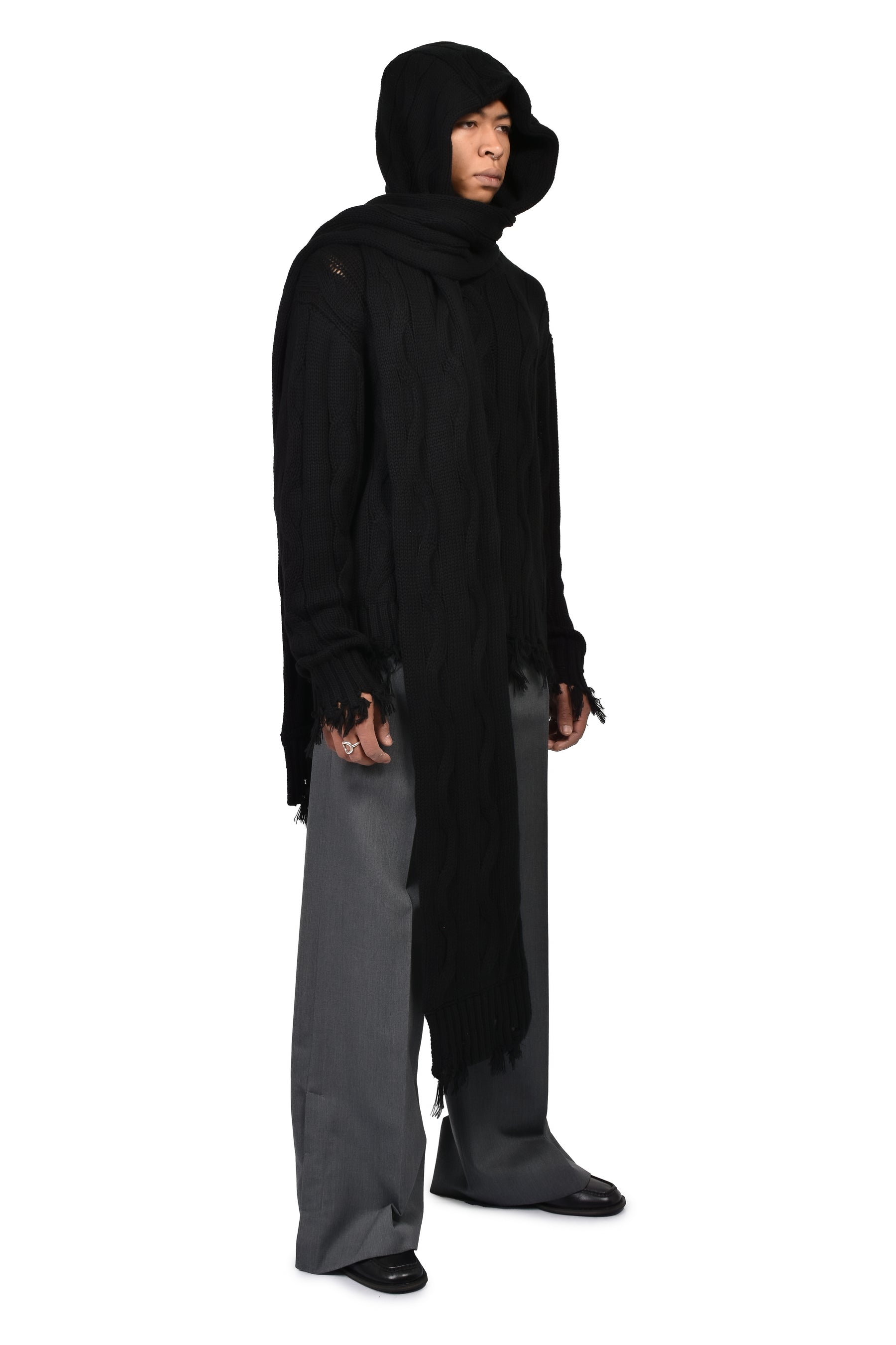 HOODED SCARF / BLK