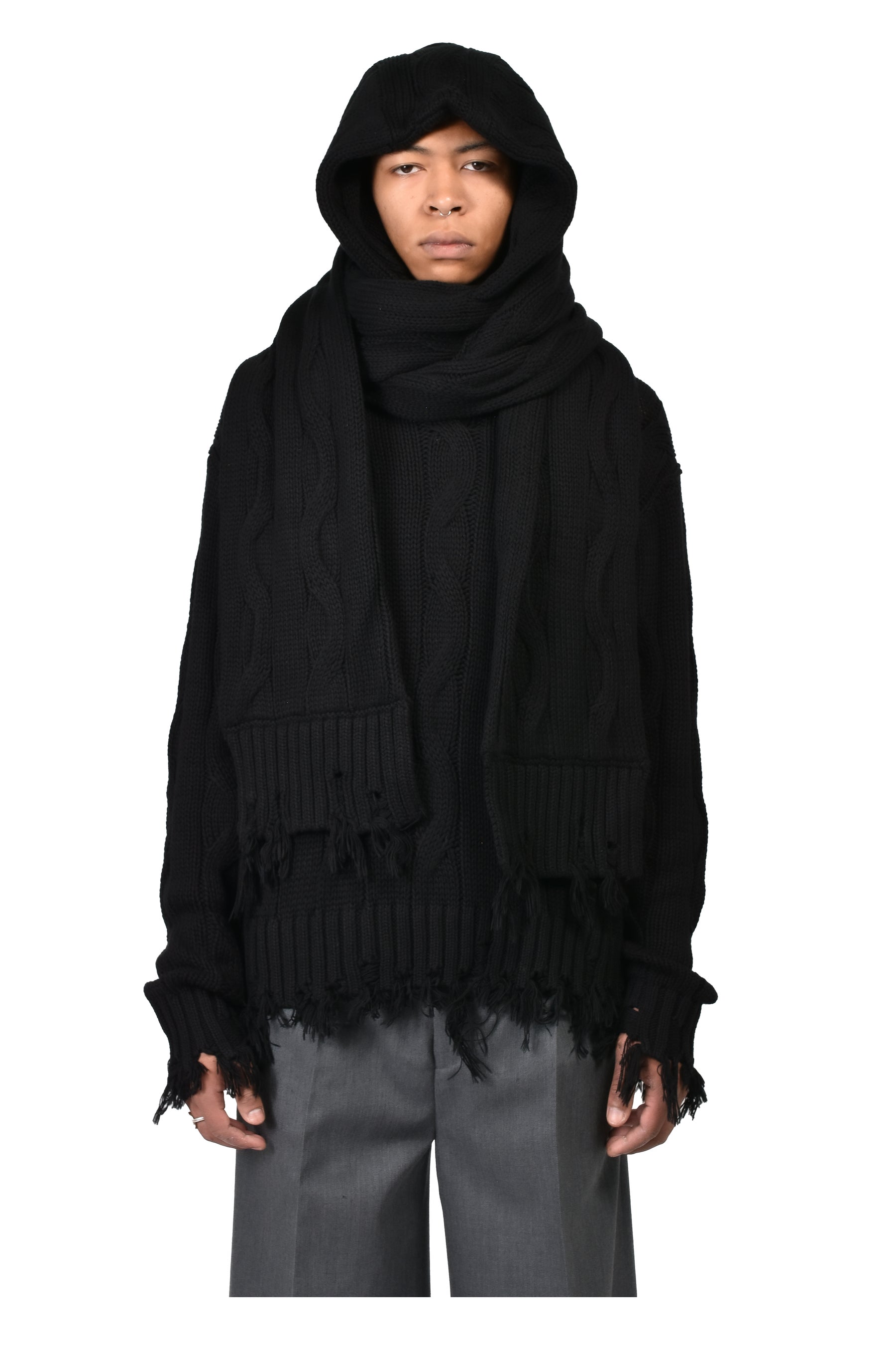 HOODED SCARF / BLK