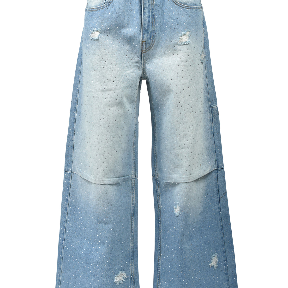 BREATH ブレス SS26 SCRIPT LOGO FADE RHINESTONE DENIM PANTS / IND