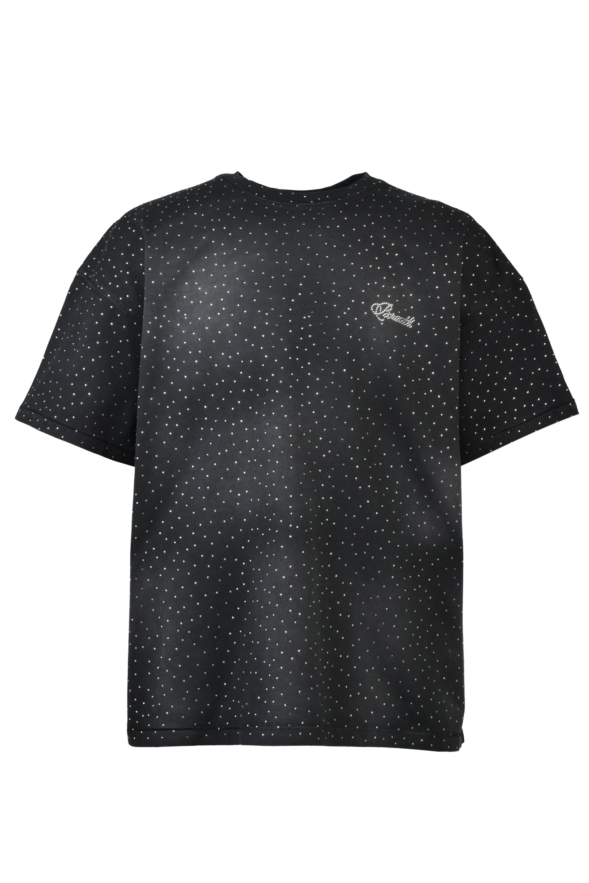 SCRIPT LOGO FADE RHINESTONE TEE / BLK