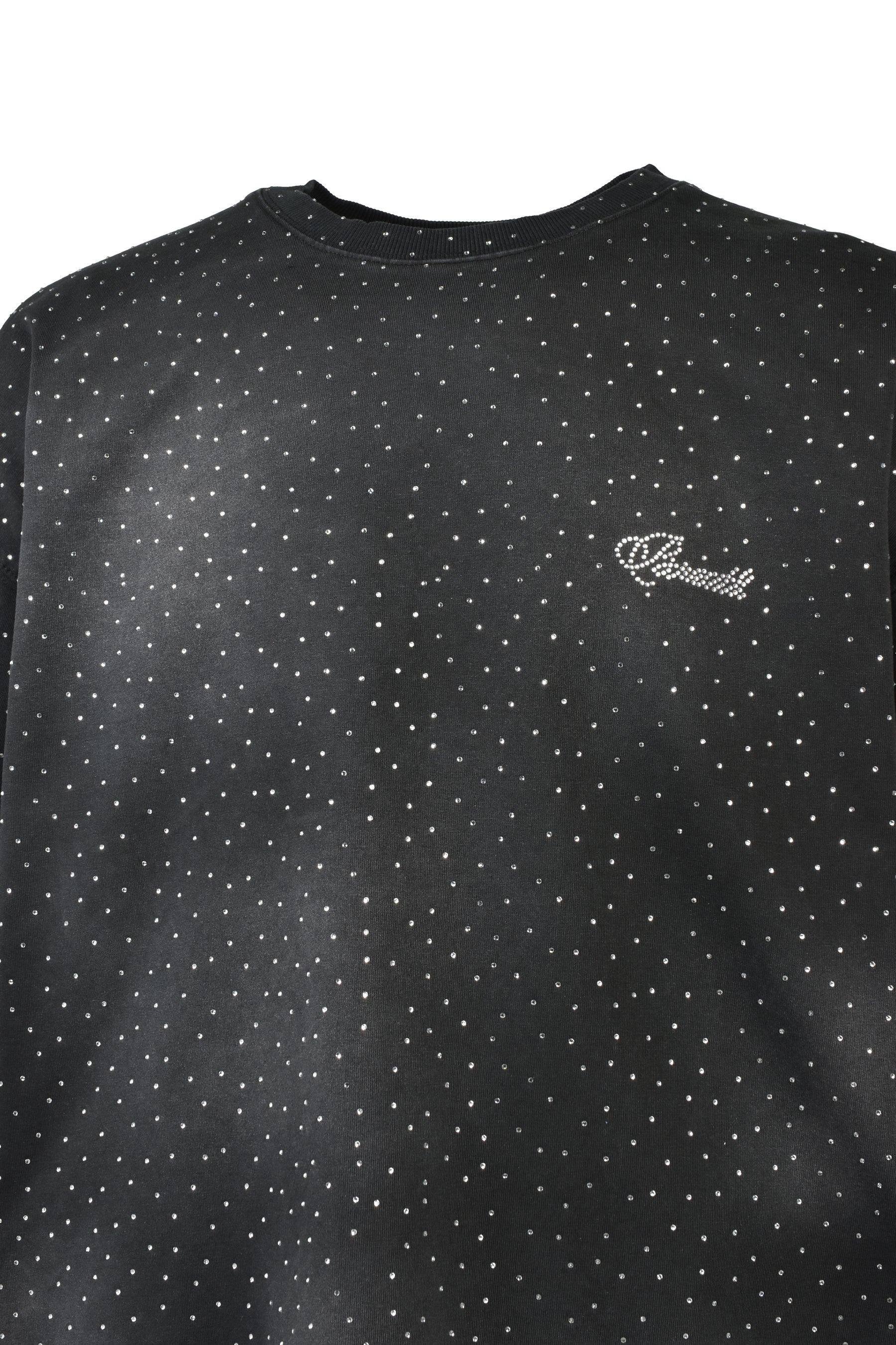 BREATH SCRIPT LOGO FADE RHINESTONE TEE / BLK