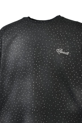 BREATH SCRIPT LOGO FADE RHINESTONE TEE / BLK