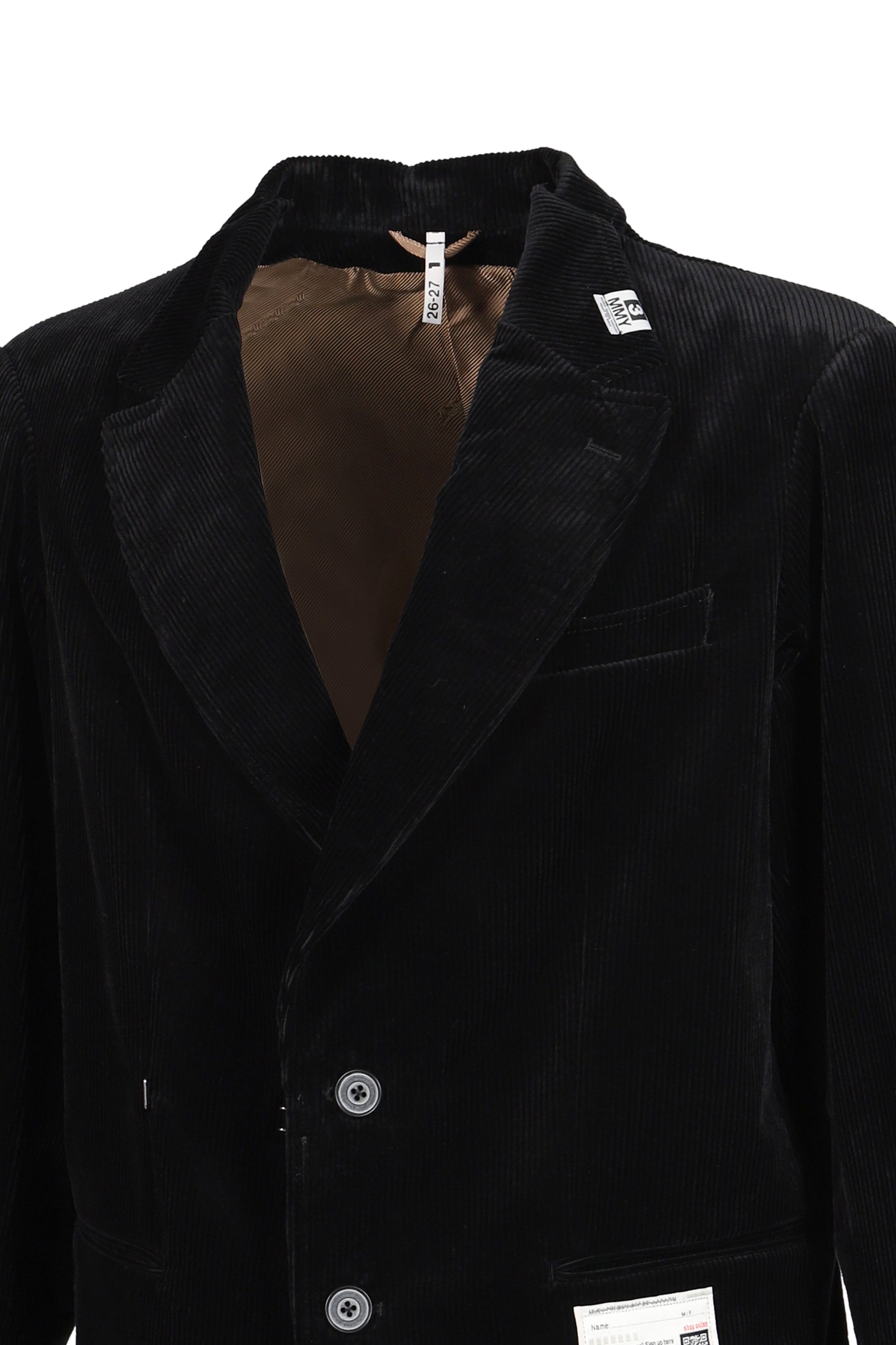 SWITCH FRONT CORDUROY BLAZER / BLK