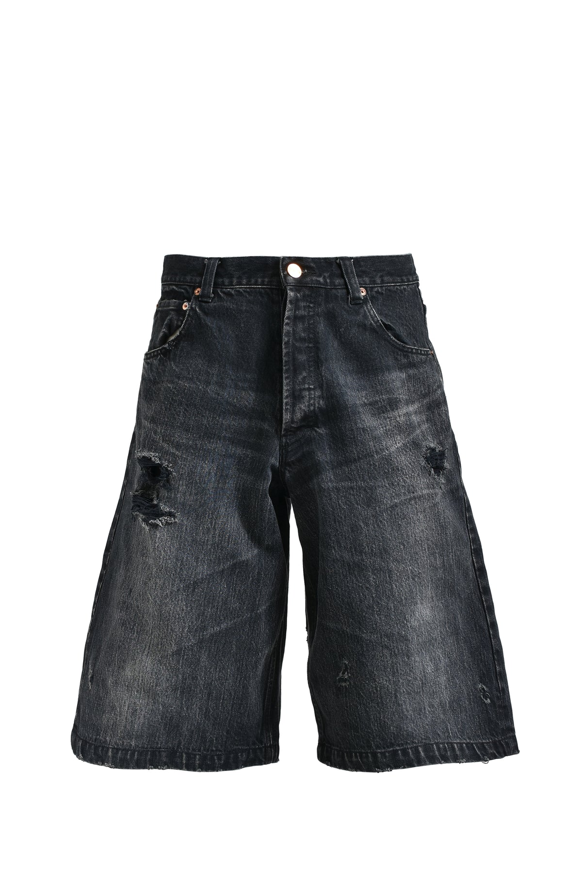 DENIM WIDE BERMUDA PANTS / BLK