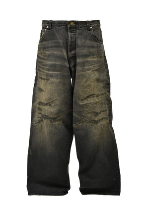 SUPER BAGGY REPAIRED JEANS / BLK