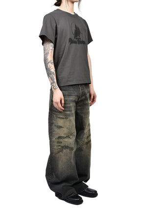 KAMIYA Wave Denim Pants　size M KAMIYA SS26 SUPER BAGGY REPAIRED JEANS / BLK - NUBIAN