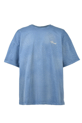 BREATH SCRIPT LOGO FADE RHINESTONE TEE / ICE