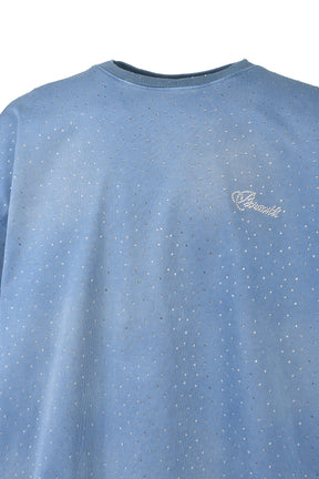 BREATH SCRIPT LOGO FADE RHINESTONE TEE / ICE