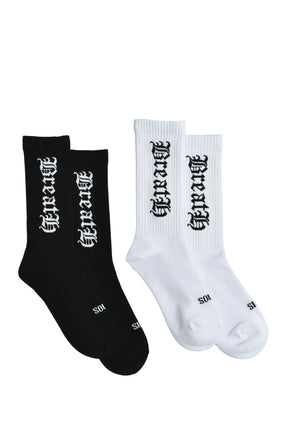 OLD ENGLISH LOGO SOCKS 2PACK / BLK&amp;WHT 