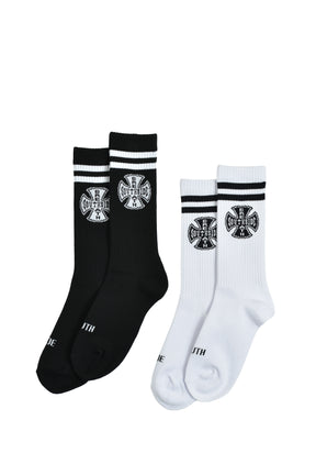 SOUTH SIDE CROSS LOGO SOCKS 2PACK / BLK&WHT
