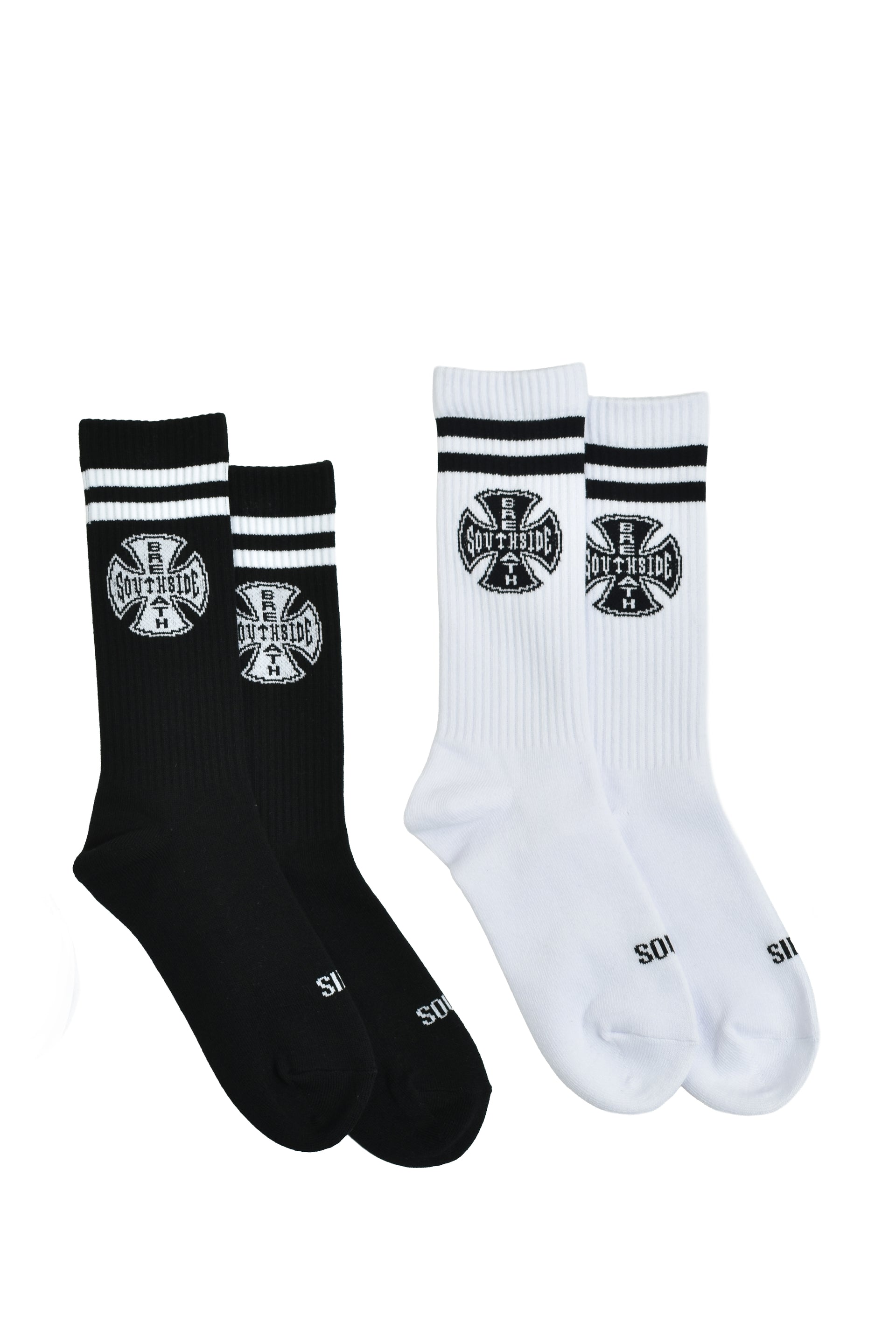 SOUTH SIDE CROSS LOGO SOCKS 2PACK / BLK&WHT