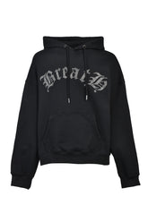 BREATH OLD ENGLISH LOGO RHINESTONE HOODIE / BLK