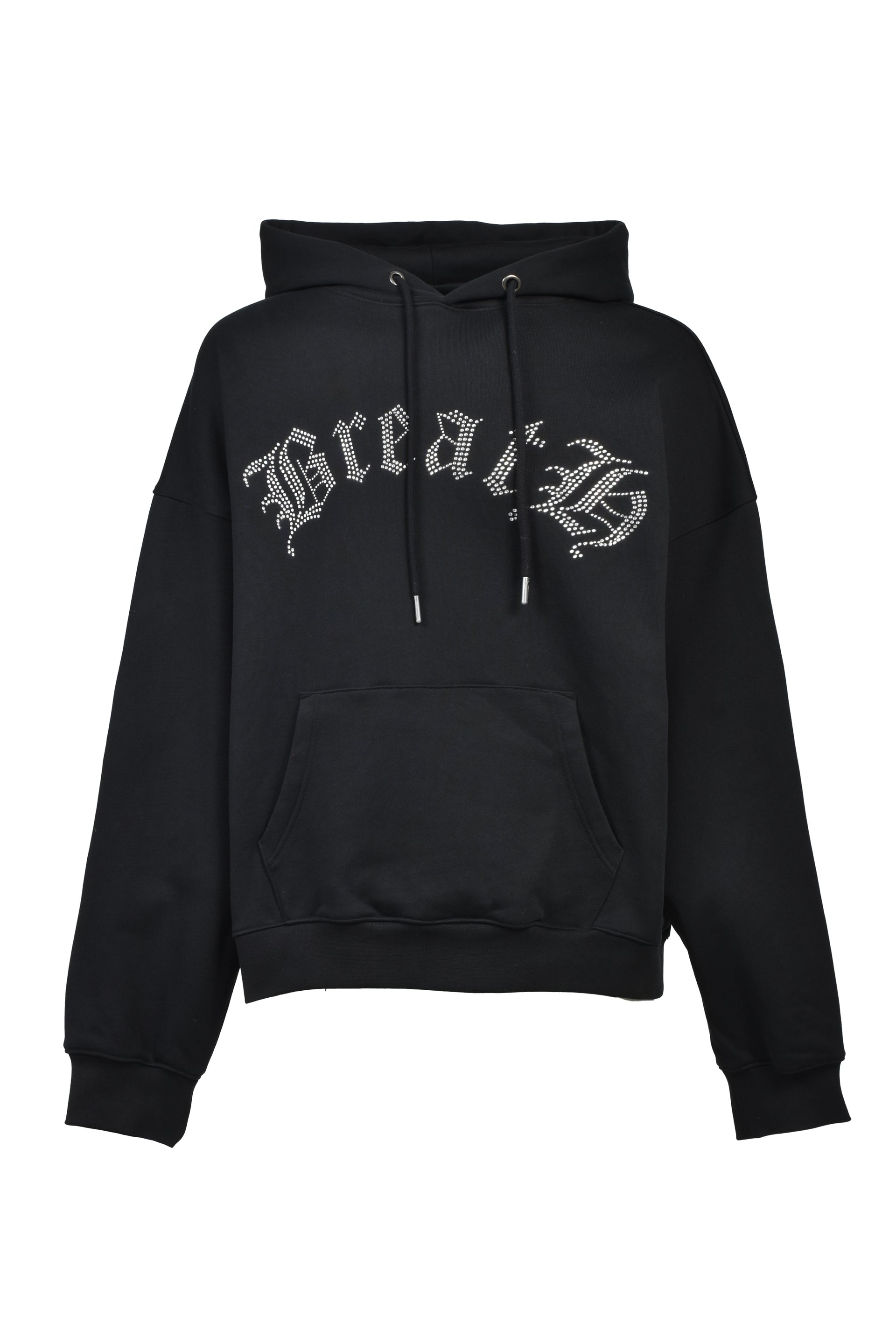OLD ENGLISH LOGO RHINESTONE HOODIE / BLK