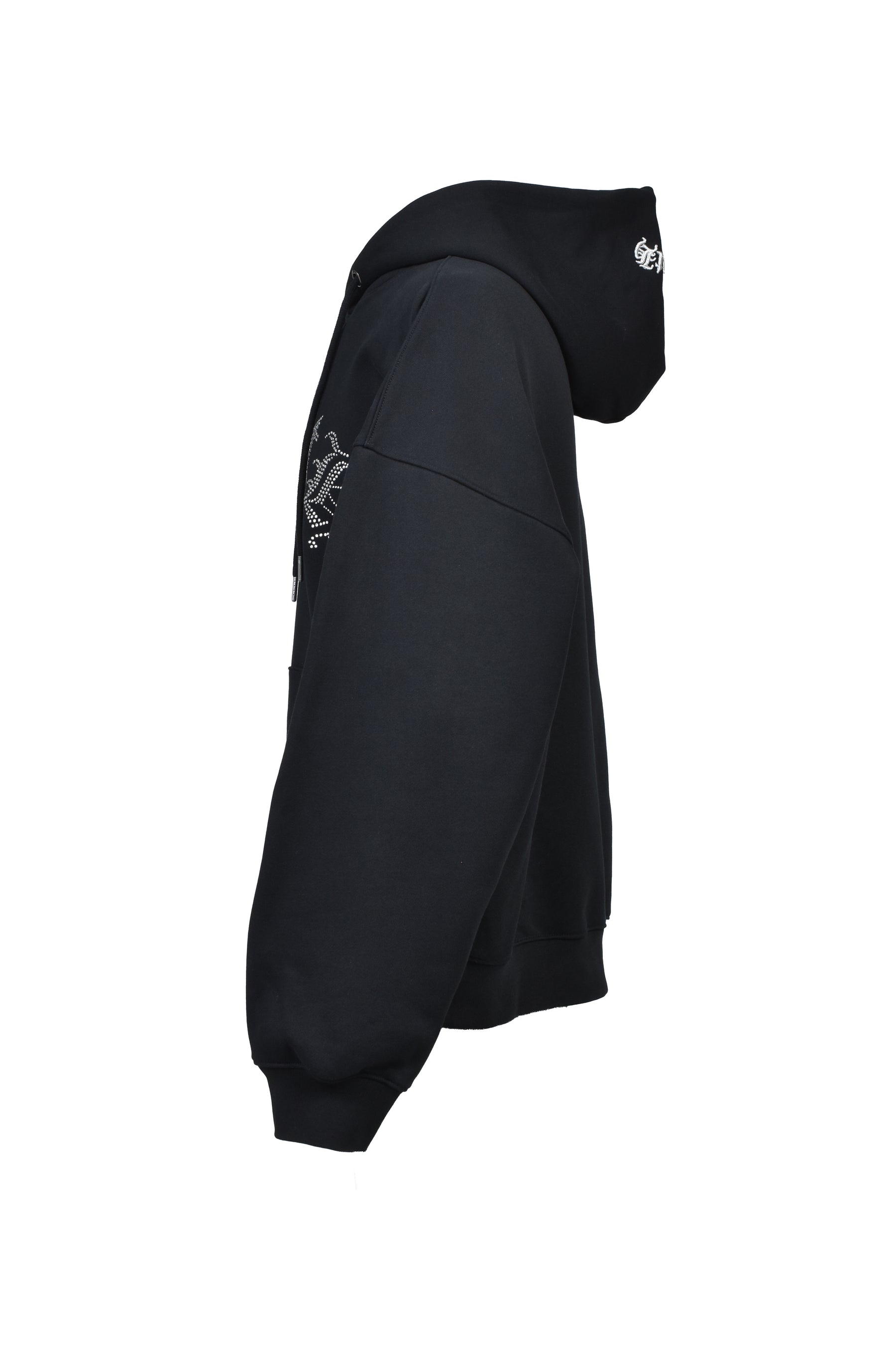BREATH OLD ENGLISH LOGO RHINESTONE HOODIE / BLK