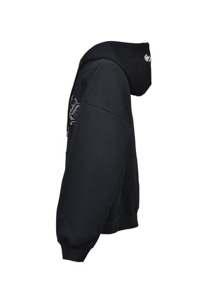 BREATH OLD ENGLISH LOGO RHINESTONE HOODIE / BLK