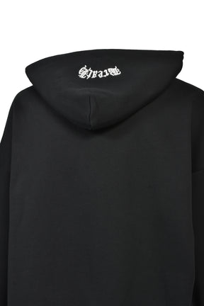 BREATH OLD ENGLISH LOGO RHINESTONE HOODIE / BLK
