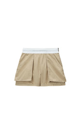 HIGH WAISTED CARGO RAVE SHORT WITH LOGO ELASTIC / FEATHER