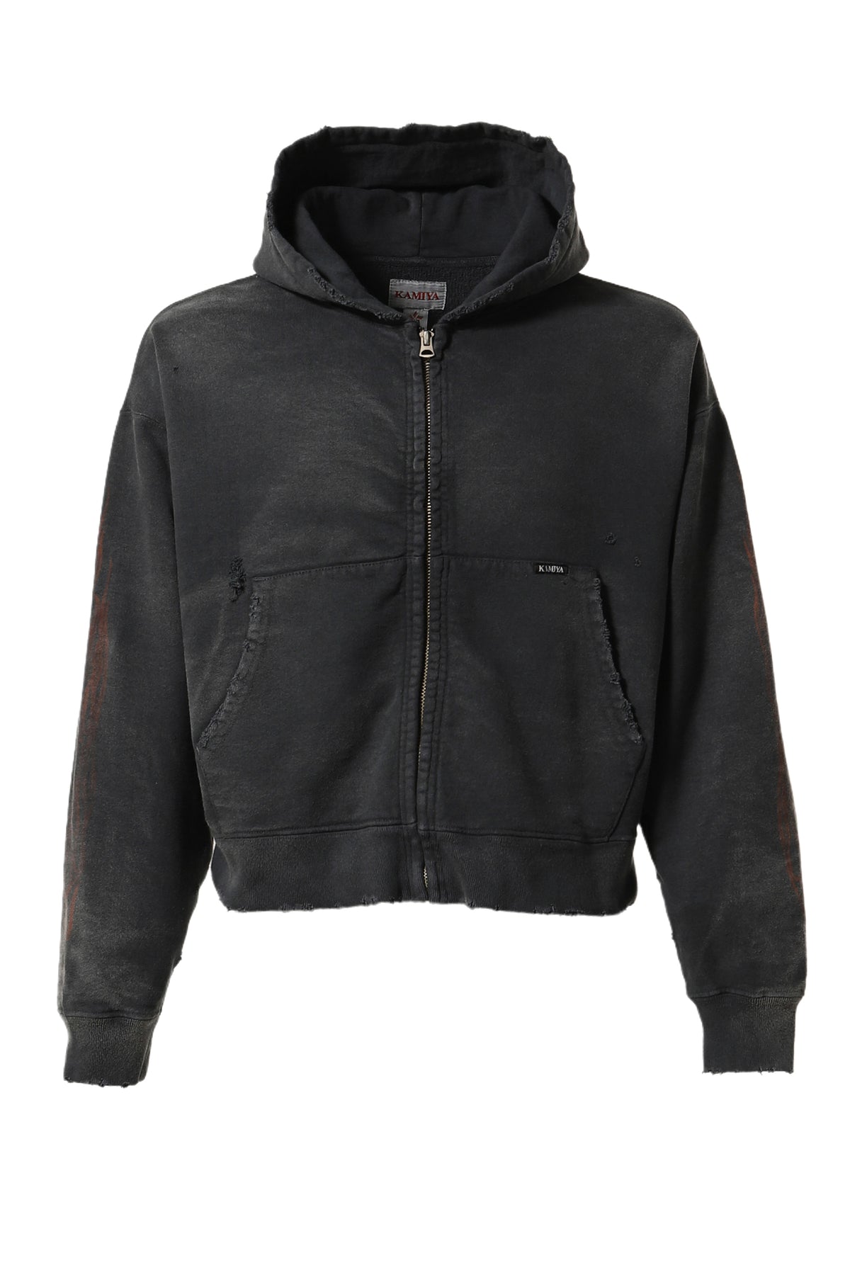 SMALL BREACHED ZIP-UP HOODIE / BLK