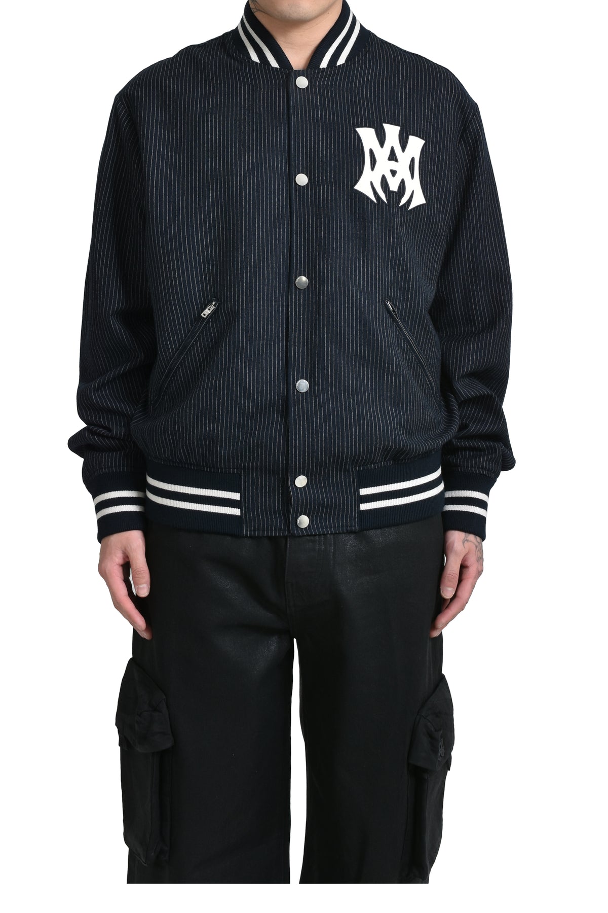 MA HOLLYWOOD PINSTRIPE BOMBER / MIDNIGHT BLUE