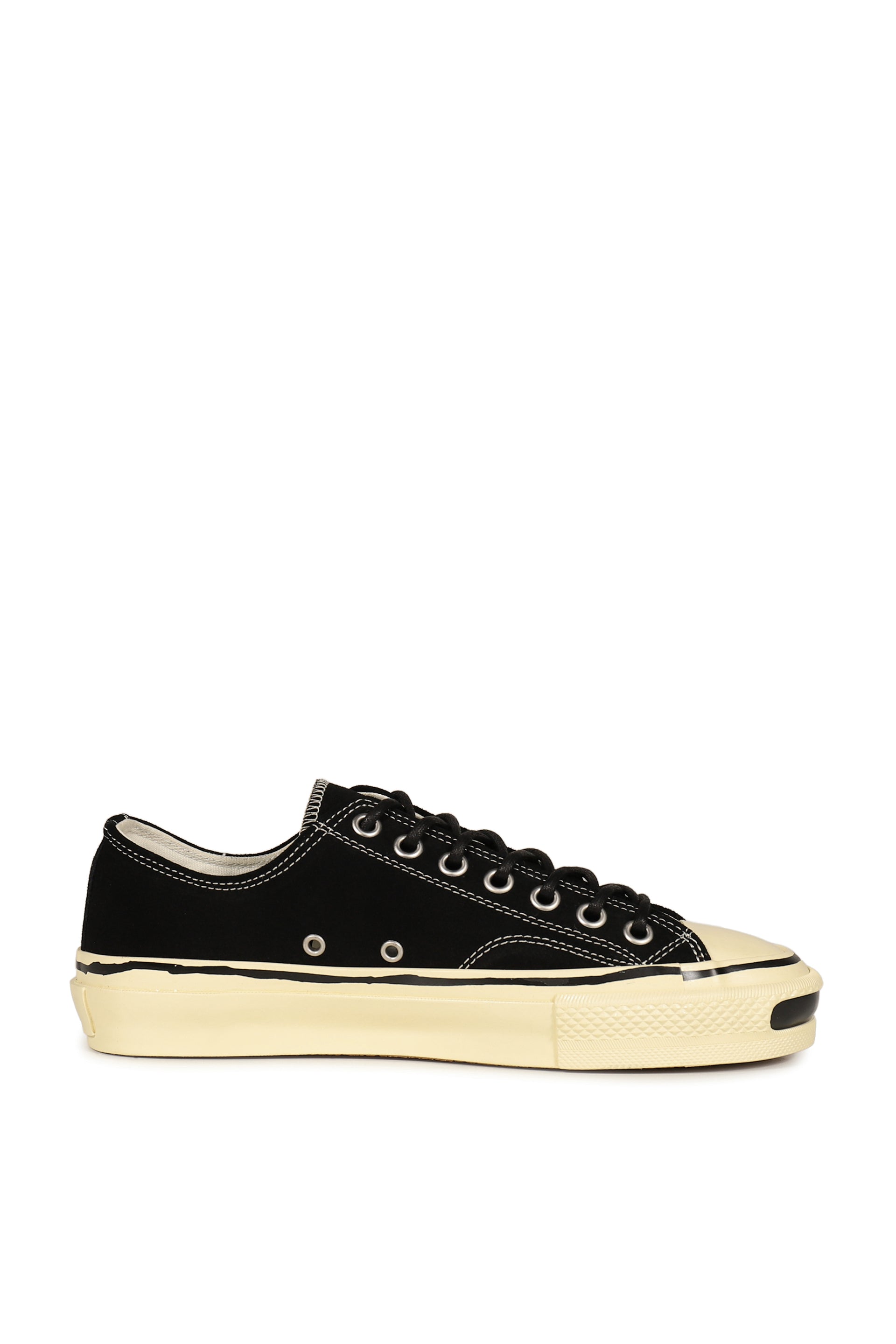 "JOEY"AGED-SOLE SUEDE VULCANIZED SNEAKER / BLK