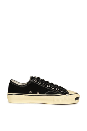"JOEY"AGED-SOLE SUEDE VULCANIZED SNEAKER / BLK