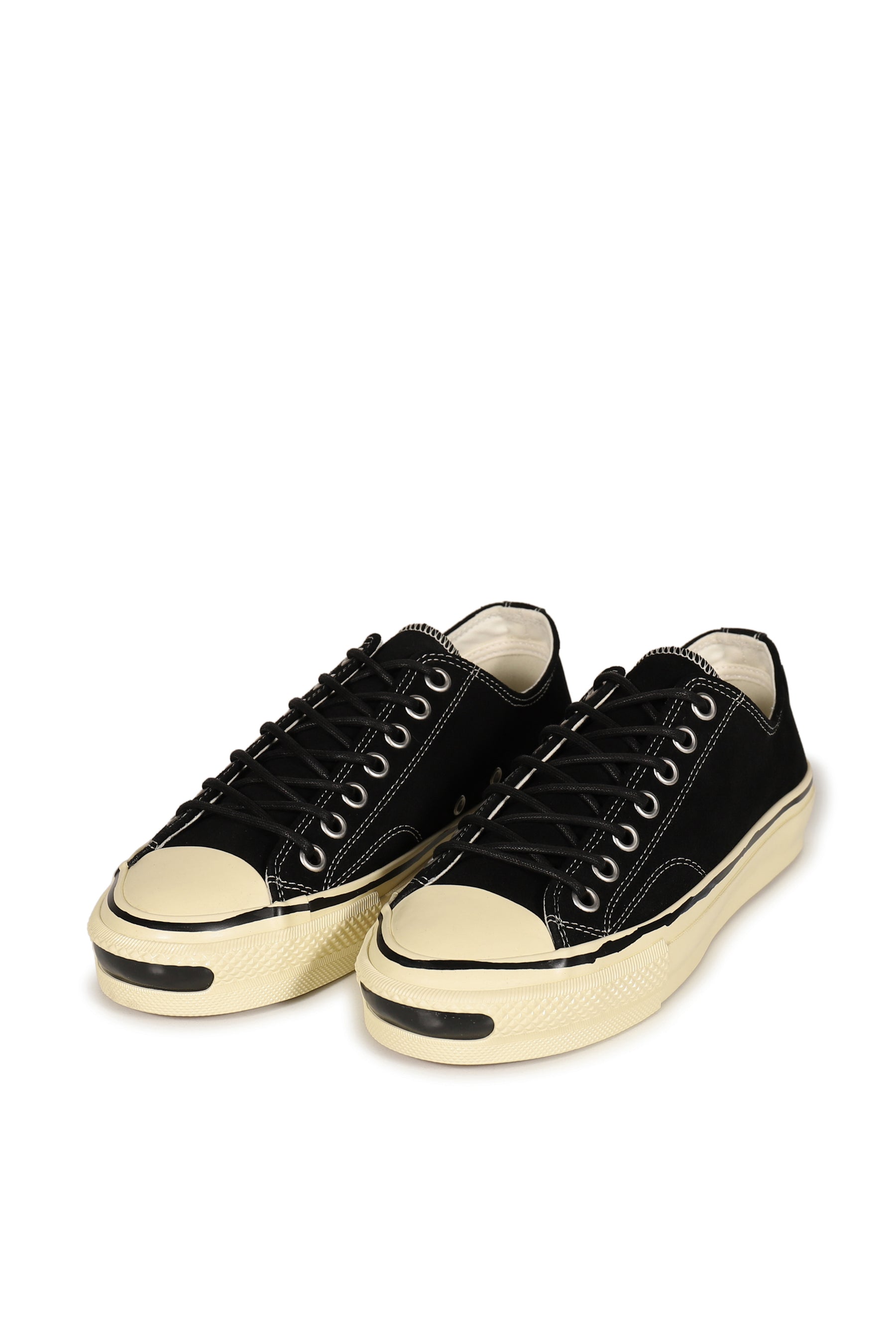 "JOEY"AGED-SOLE SUEDE VULCANIZED SNEAKER / BLK